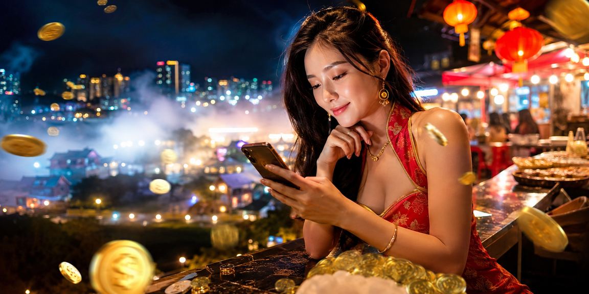 Pengguna di Genting Highlands memainkan slot kasino dalam talian erc20 menggunakan telefon pintar